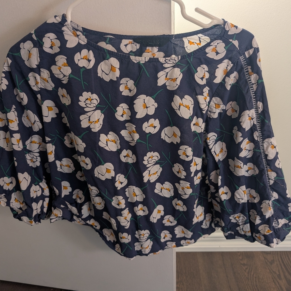 Anthro Floral Navy Women's Top